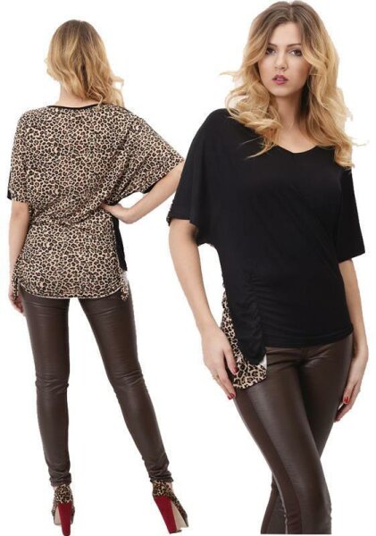 Damen Longshirt Leopard Look;