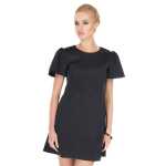 Kleid Blumen-Prägung elegant mit Pufferärmel Mini-Kleid;