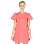 Kleid Blumen-Prägung elegant mit Pufferärmel Mini-Kleid;