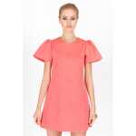 Kleid Blumen-Prägung elegant mit Pufferärmel Mini-Kleid;