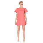 Kleid Blumen-Prägung elegant mit Pufferärmel Mini-Kleid;