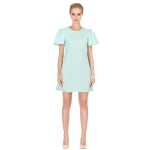 Kleid Blumen-Prägung elegant mit Pufferärmel Mini-Kleid;