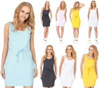 Kleid klassisch Sommer Mini-Kleid mit Taschen Gr. 36 38 40, M202