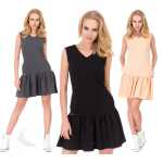 Kleid Tunika Mini-Kleid Rüschen V-Ausschnitt;