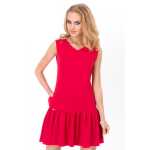 Kleid Tunika Mini-Kleid Rüschen V-Ausschnitt;