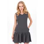 Kleid Tunika Mini-Kleid Rüschen V-Ausschnitt;