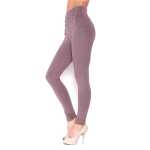 Damen Leggings Hohe-Taille mit Knöpfen,