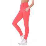 Damen Leggings Hohe-Taille mit Knöpfen,