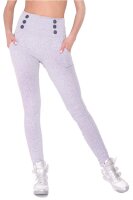 Damen Leggings Hohe-Taille mit Knöpfen,