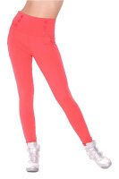 Damen Leggings Hohe-Taille mit Knöpfen,