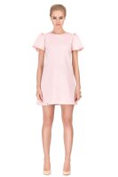 Kleid Blumen-Prägung elegant mit Pufferärmel Mini-Kleid; Puderrosa/S/36