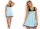 Damen Glockenkleid Kleid Dress Minikleid; Gr. S/M; Schwarz/Azurblau