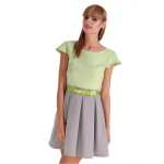 Damen Kleid A-Linie Mini Kleid mit Raffungen;