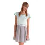 Damen Kleid A-Linie Mini Kleid mit Raffungen;