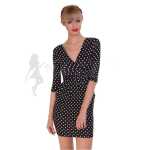Damen Kleid Dress Punkte Pünktchen 3/4 Ärmel;