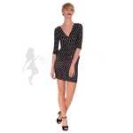 Damen Kleid Dress Punkte Pünktchen 3/4 Ärmel;