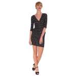 Damen Kleid Dress Punkte Pünktchen 3/4 Ärmel;