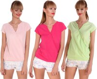 Damen Longshirt Tunika T-Shirt Sommer Shirt V-Ausschnitt;