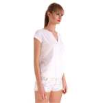 Damen Longshirt Tunika T-Shirt Sommer Shirt V-Ausschnitt;