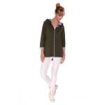 Damen Cardigan Sweater Jacke mit Kapuze mit Reißverschluss;S/M;