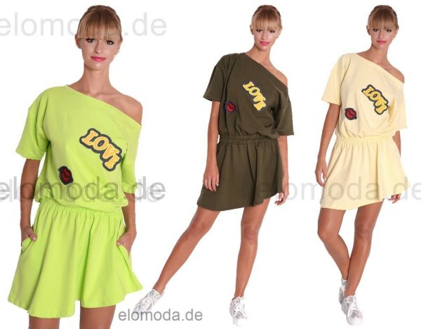 Damen Kleid Asymmetrisch Minikleid Sommer-Kleid S/M;