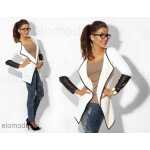 Damen Strickjacke mit PU Ärmel; Gr. S/M