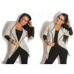 Damen Strickjacke mit PU Ärmel; Gr. S/M