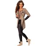 Damen Strickjacke mit PU Ärmel; Gr. S/M