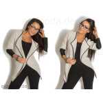 Damen Strickjacke mit PU Ärmel; Gr. S/M