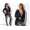 Damen Strickjacke mit PU Ärmel; Gr. S/M
