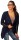 Damen Strickjacke mit PU Ärmel; Gr. S/M Dunkelblau