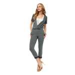 Damen Eleganter Overall Sportlich bequem Einteiler 6/8 V-Ausschnitt;