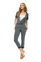 Damen Eleganter Overall Sportlich bequem Einteiler 6/8 V-Ausschnitt;