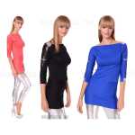 Damen Tunika Oberteil Shirt T-shirt Sweatshirt 3/4...
