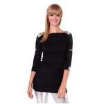 Damen Tunika Oberteil Shirt T-shirt Sweatshirt 3/4 Ärmel Pailetten Glitzer Strass Spitze;