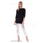 Damen Tunika Oberteil Shirt T-shirt Sweatshirt 3/4 Ärmel Pailetten Glitzer Strass Spitze;