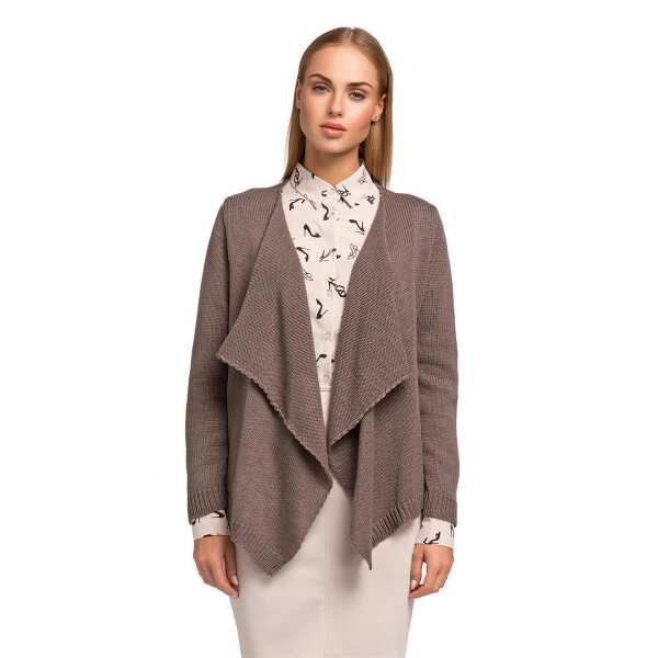 Damen Strickjacke Sweats Poncho Umhang Cardigan Jacke; S/M; Cappuccino