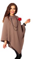Damen Poncho Strick Umhang; S/M; Cappuccino