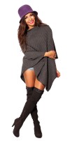 Damen Poncho Strick Umhang; S/M; Grafit
