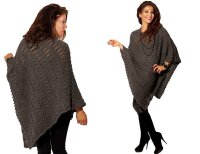 Damen Poncho Strick Umhang Grob Gr. S/M/L;