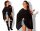 Damen Poncho Strick Umhang Grob Gr. S/M/L; Schwarz