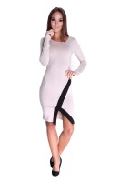 Damen Elegant Kleid Dress Langarm Cocktailkleid Abendkleid zweifarbig Onesize Gr. 36 38 S M, 8134
