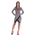 Damen Elegant Kleid Dress Langarm zweifarbig Onesize; S/M;