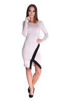 Damen Elegant Kleid Dress Langarm zweifarbig Onesize; S/M;