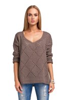 Damen Pullover Strickpullover Pulli V-Ausschnitt; S/M;