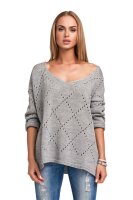 Damen Pullover Strickpullover Pulli V-Ausschnitt; S/M;