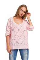 Damen Pullover Strickpullover Pulli V-Ausschnitt; S/M;