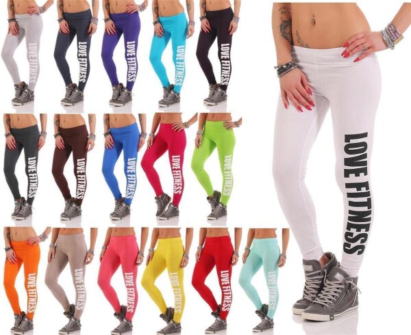 Damen Leggings LOVE FITNESS Baumwolle;