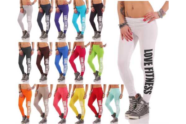 Damen Leggings LOVE FITNESS Baumwolle;