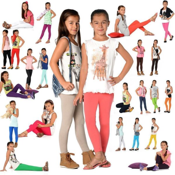 Mädchen Kinder Leggings in 23 Farben Baumwolle;